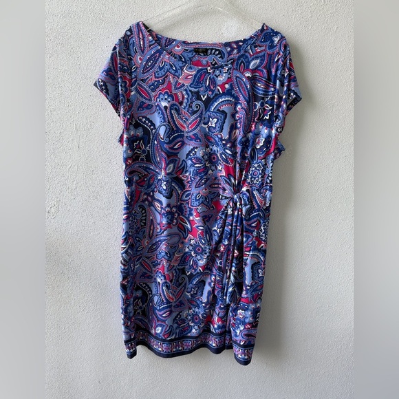 Talbots Plus sheath Dress with Side Knot Cap Sleeves Midi Length Career Church - Picture 1 of 10